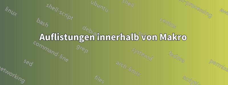 Auflistungen innerhalb von Makro