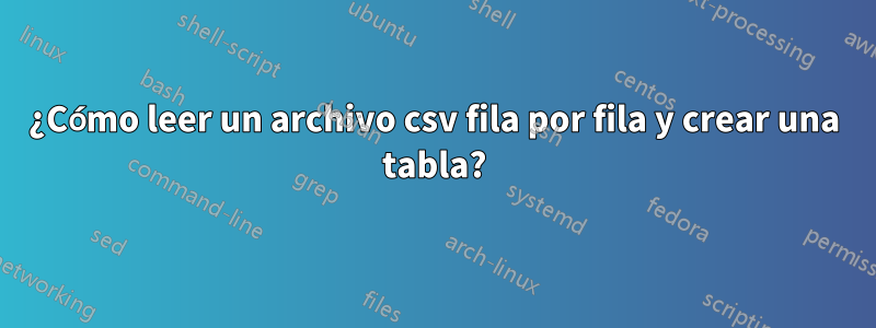 ¿Cómo leer un archivo csv fila por fila y crear una tabla?