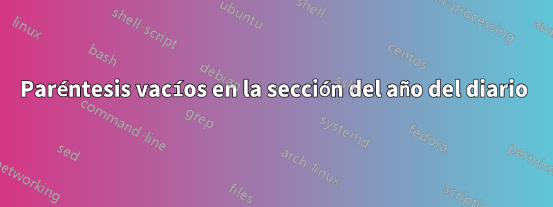 Paréntesis vacíos en la sección del año del diario