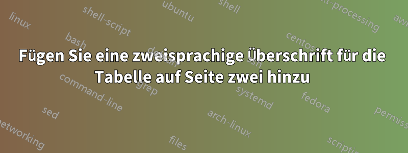 Fügen Sie eine zweisprachige Überschrift für die Tabelle auf Seite zwei hinzu