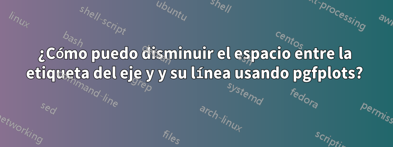 ¿Cómo puedo disminuir el espacio entre la etiqueta del eje y y su línea usando pgfplots?