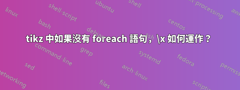 tikz 中如果沒有 foreach 語句，\x 如何運作？