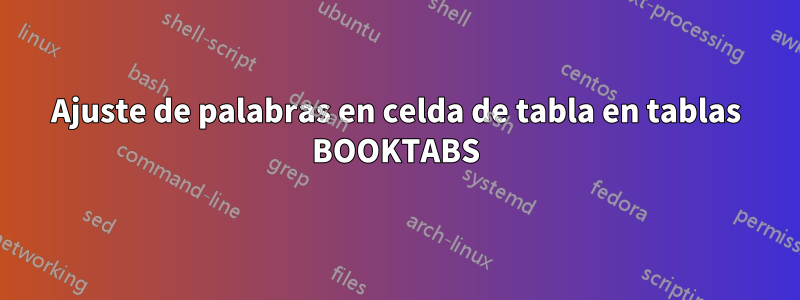 Ajuste de palabras en celda de tabla en tablas BOOKTABS