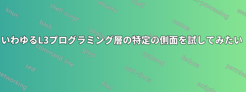 いわゆるL3プログラミング層の特定の側面を試してみたい