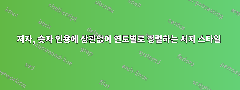 저자, 숫자 인용에 상관없이 연도별로 정렬하는 서지 스타일