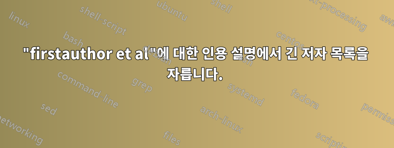 "firstauthor et al"에 대한 인용 설명에서 긴 저자 목록을 자릅니다.