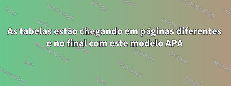 As tabelas estão chegando em páginas diferentes e no final com este modelo APA