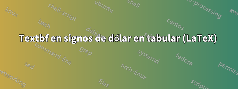 Textbf en signos de dólar en tabular (LaTeX)
