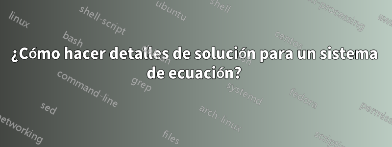 ¿Cómo hacer detalles de solución para un sistema de ecuación?