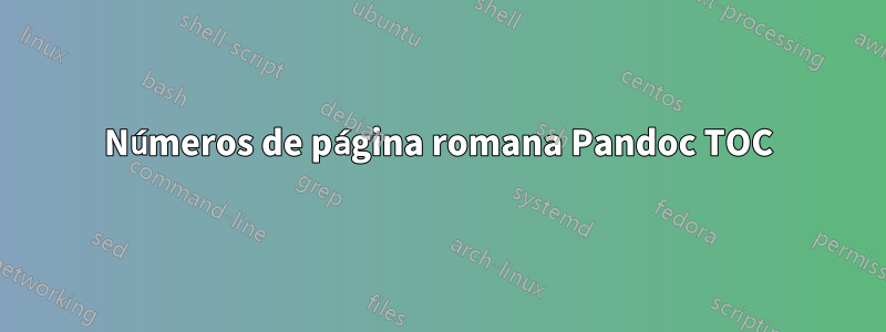 Números de página romana Pandoc TOC