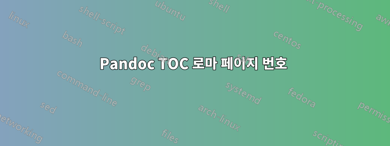 Pandoc TOC 로마 페이지 번호