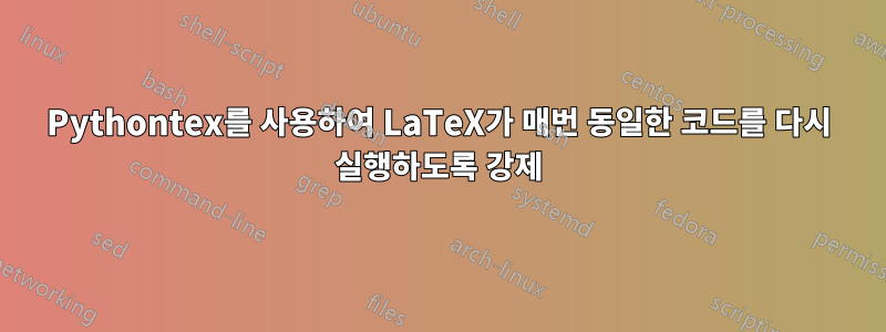 Pythontex를 사용하여 LaTeX가 매번 동일한 코드를 다시 실행하도록 강제