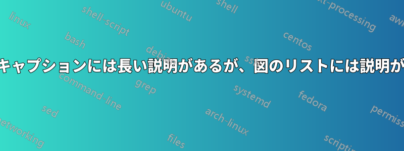 図のキャプションには長い説明があるが、図のリストには説明がない