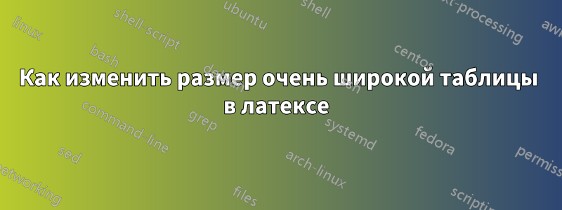 Как изменить размер очень широкой таблицы в латексе 