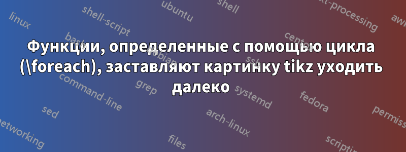 Функции, определенные с помощью цикла (\foreach), заставляют картинку tikz уходить далеко