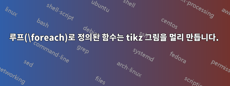 루프(\foreach)로 정의된 함수는 tikz 그림을 멀리 만듭니다.