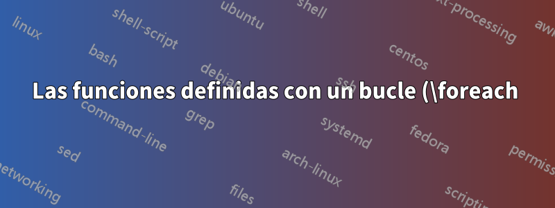 Las funciones definidas con un bucle (\foreach) hacen que la imagen tikz se aleje mucho
