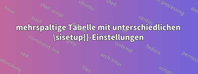 mehrspaltige Tabelle mit unterschiedlichen \sisetup{}-Einstellungen