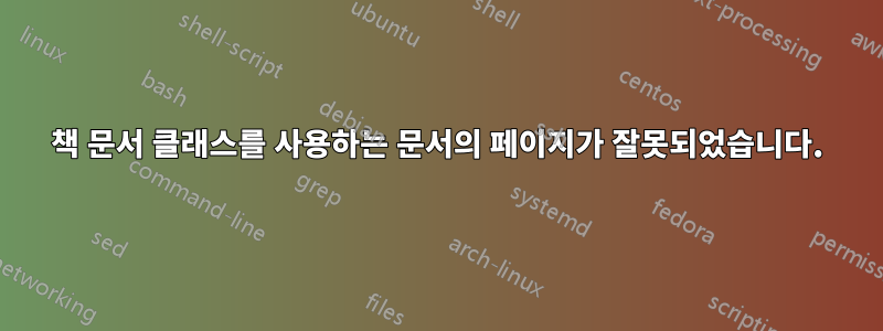 책 문서 클래스를 사용하는 문서의 페이지가 잘못되었습니다.