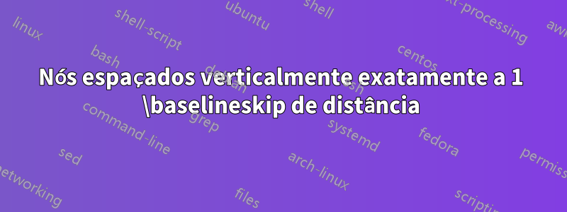 Nós espaçados verticalmente exatamente a 1 \baselineskip de distância