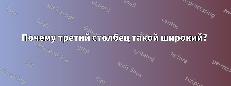 Почему третий столбец такой широкий?