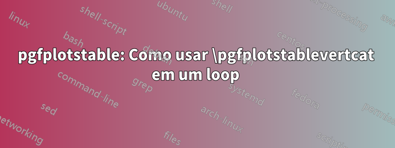 pgfplotstable: Como usar \pgfplotstablevertcat em um loop
