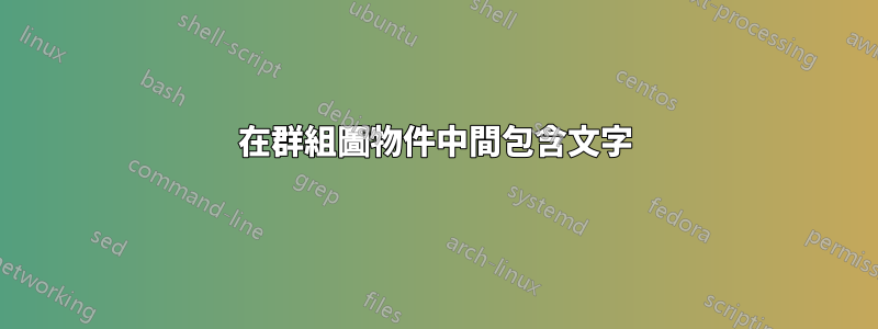 在群組圖物件中間包含文字