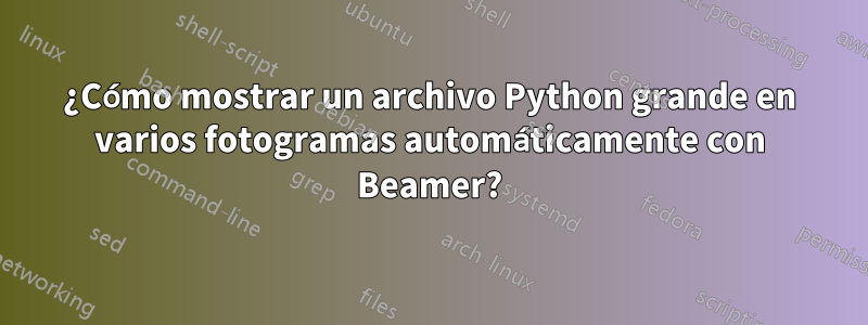 ¿Cómo mostrar un archivo Python grande en varios fotogramas automáticamente con Beamer?