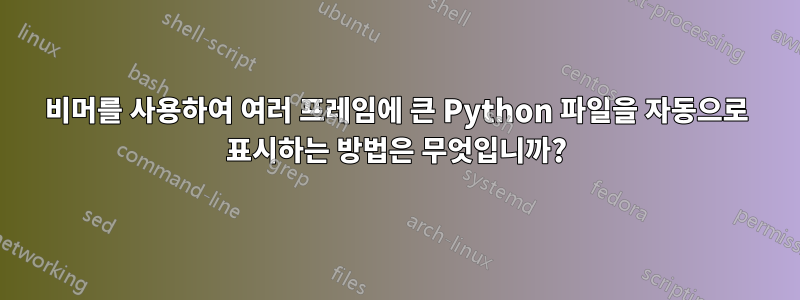 비머를 사용하여 여러 프레임에 큰 Python 파일을 자동으로 표시하는 방법은 무엇입니까?