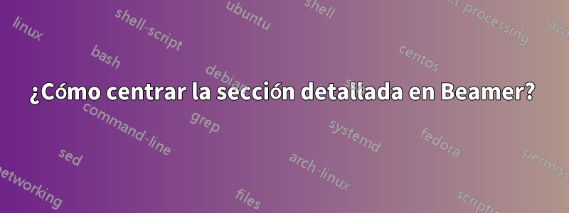 ¿Cómo centrar la sección detallada en Beamer?