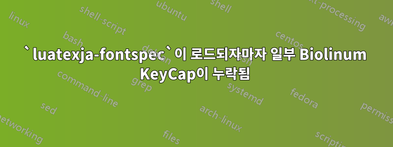 `luatexja-fontspec`이 로드되자마자 일부 Biolinum KeyCap이 누락됨