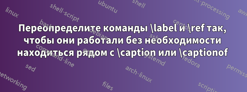 Переопределите команды \label и \ref так, чтобы они работали без необходимости находиться рядом с \caption или \captionof
