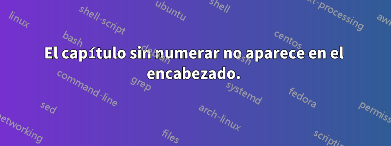 El capítulo sin numerar no aparece en el encabezado.