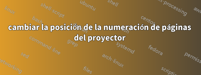 cambiar la posición de la numeración de páginas del proyector