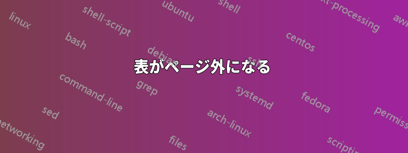 表がページ外になる