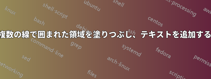複数の線で囲まれた領域を塗りつぶし、テキストを追加する
