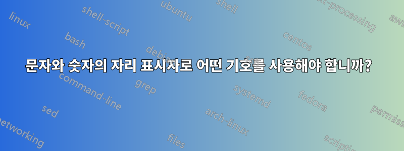 문자와 숫자의 자리 표시자로 어떤 기호를 사용해야 합니까? 