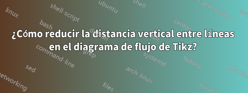 ¿Cómo reducir la distancia vertical entre líneas en el diagrama de flujo de Tikz?