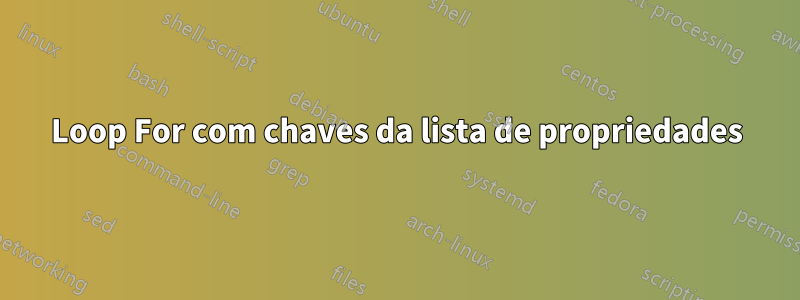 Loop For com chaves da lista de propriedades
