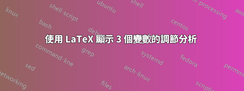使用 LaTeX 顯示 3 個變數的調節分析