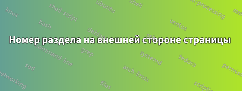 Номер раздела на внешней стороне страницы