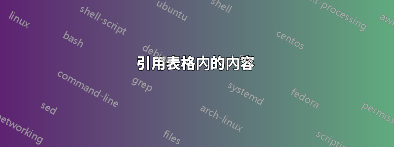 引用表格內的內容