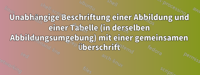 Unabhängige Beschriftung einer Abbildung und einer Tabelle (in derselben Abbildungsumgebung) mit einer gemeinsamen Überschrift