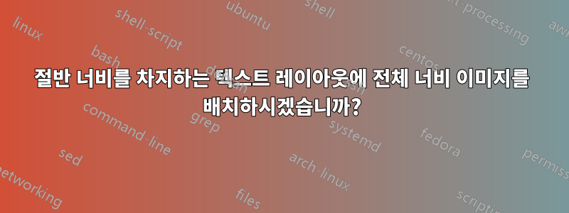 절반 너비를 차지하는 텍스트 레이아웃에 전체 너비 이미지를 배치하시겠습니까?