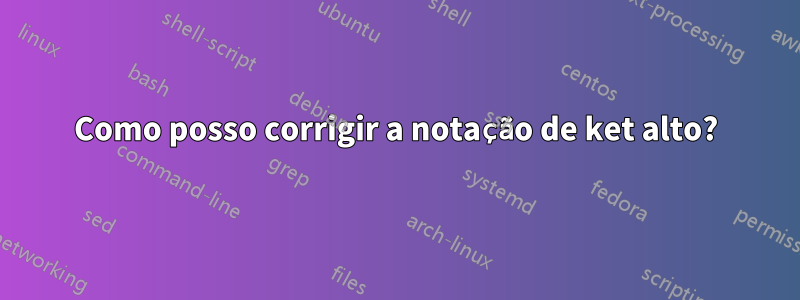 Como posso corrigir a notação de ket alto?