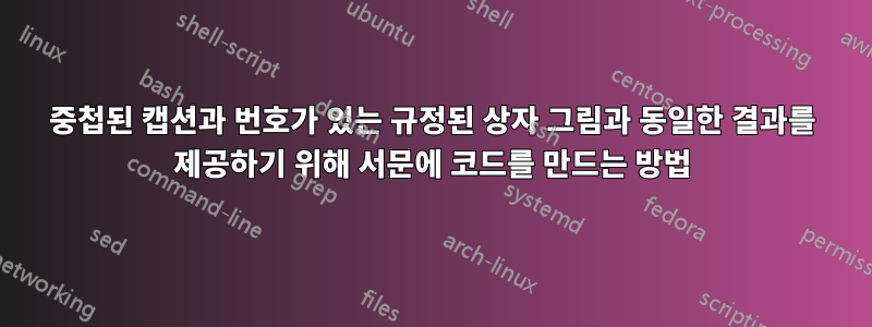 중첩된 캡션과 번호가 있는 규정된 상자 그림과 동일한 결과를 제공하기 위해 서문에 코드를 만드는 방법