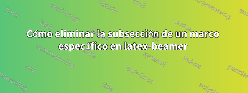 Cómo eliminar la subsección de un marco específico en latex-beamer