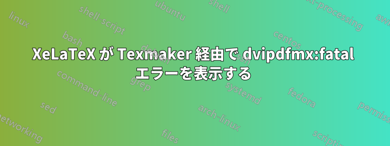 XeLaTeX が Texmaker 経由で dvipdfmx:fatal エラーを表示する