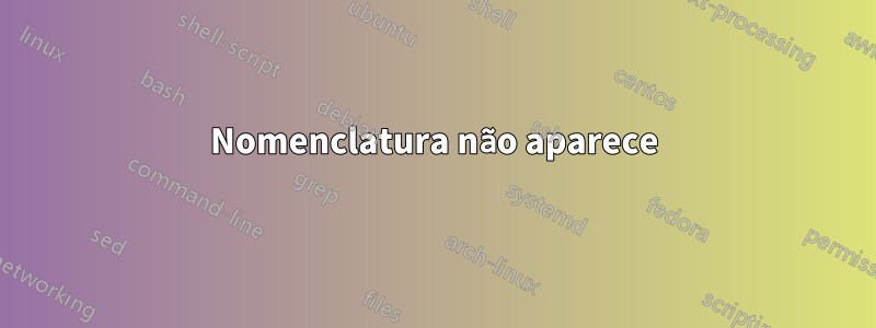 Nomenclatura não aparece