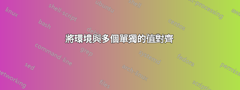 將環境與多個單獨的值對齊
